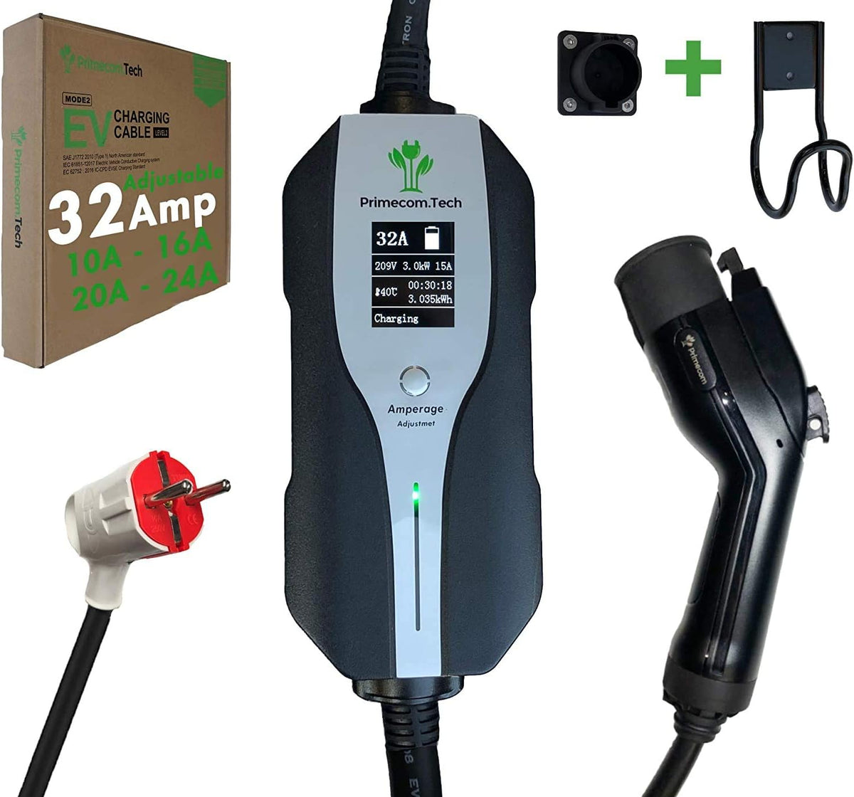 Level 2 Electric Vehicle Charger Amperage Adjustable 50Ft Cable A11142