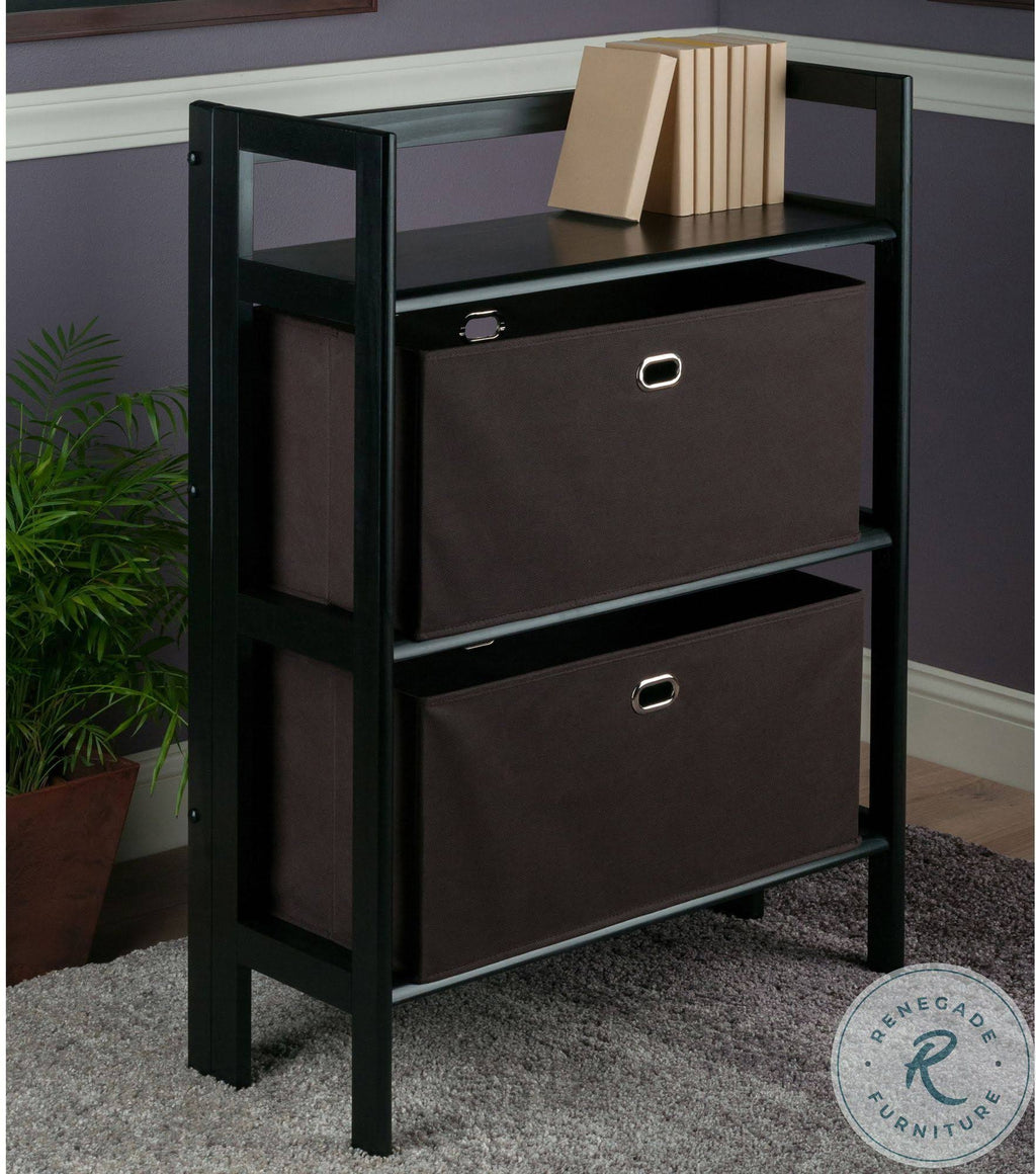 3-Pc Set Folding Bookcase with Fabric Basket E40916