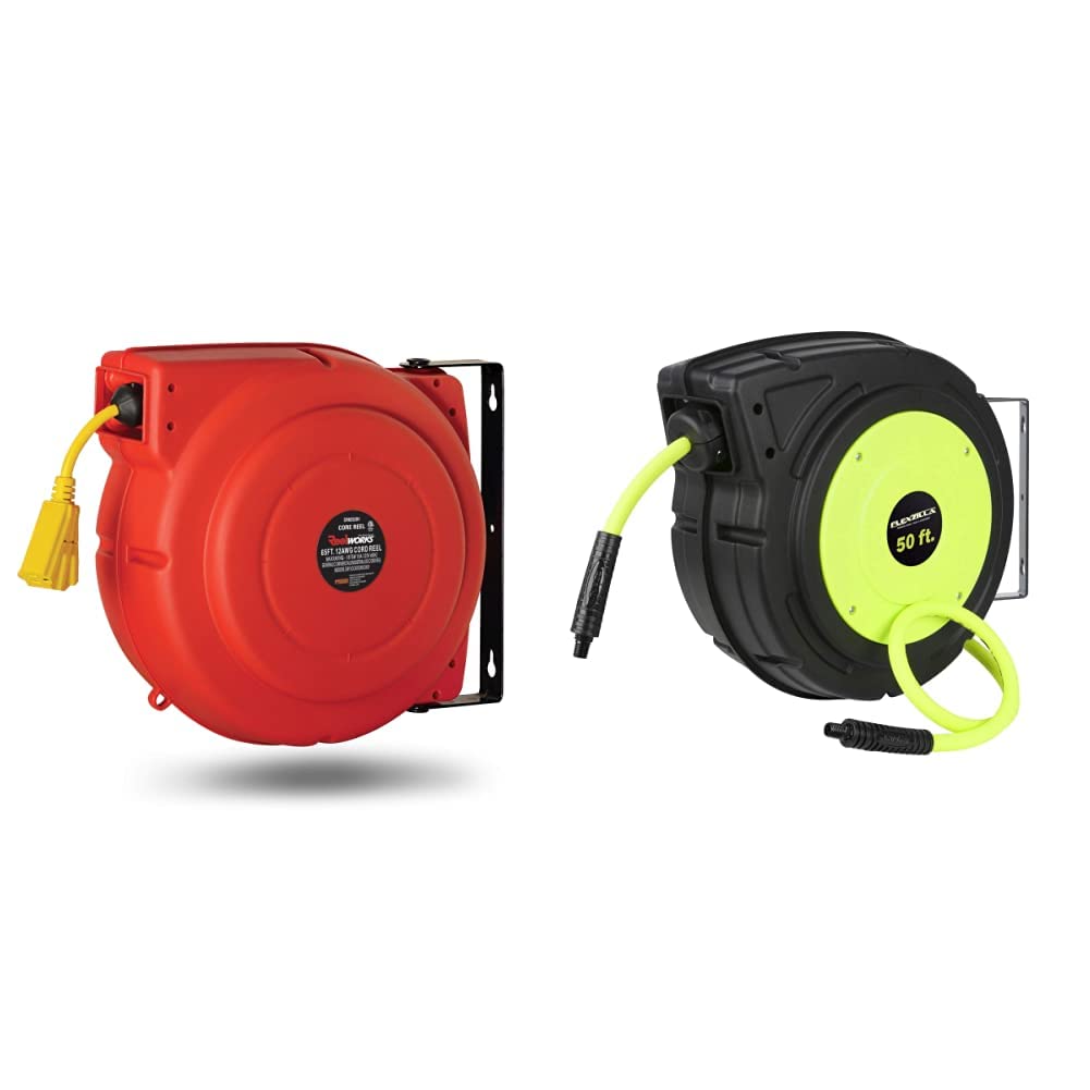 Retractable Extension Cord Reel 12AWG x 65' Heavy Duty Commercial Cable Triple Tap Connector Power 15A 125VAC 1875W E966198