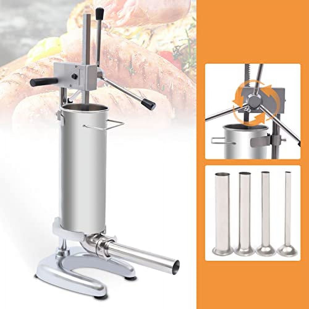 3L Stainless Steel Manual Sausage Stuffer Machine with 4 Filling Tubes R1764