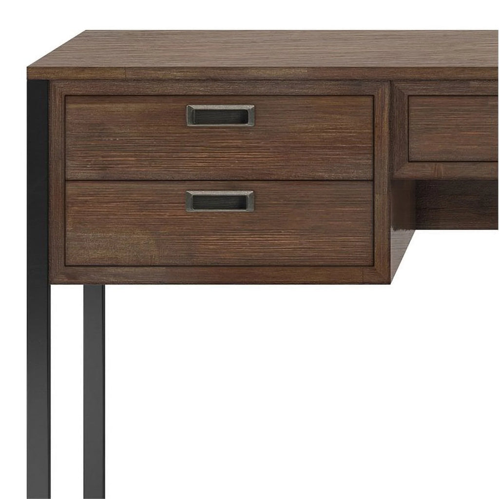 60"W Solid Wood Desk in Rustic Natural Aged Brown R901267