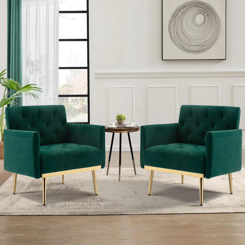 Green Velvet Upholstered Accent Chair with Metal Legs U669
