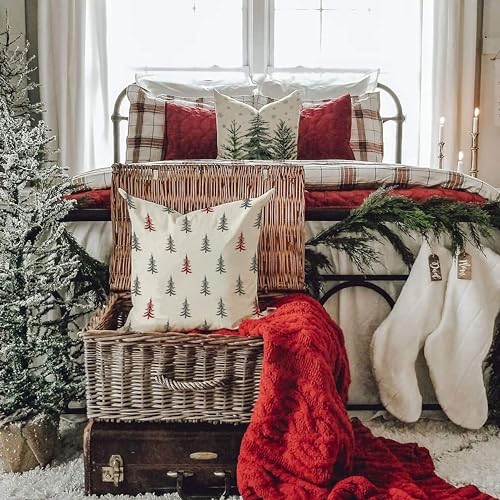 Christmas Tree White 18x18 inch Set of 2 Throw Pillow Covers I2943