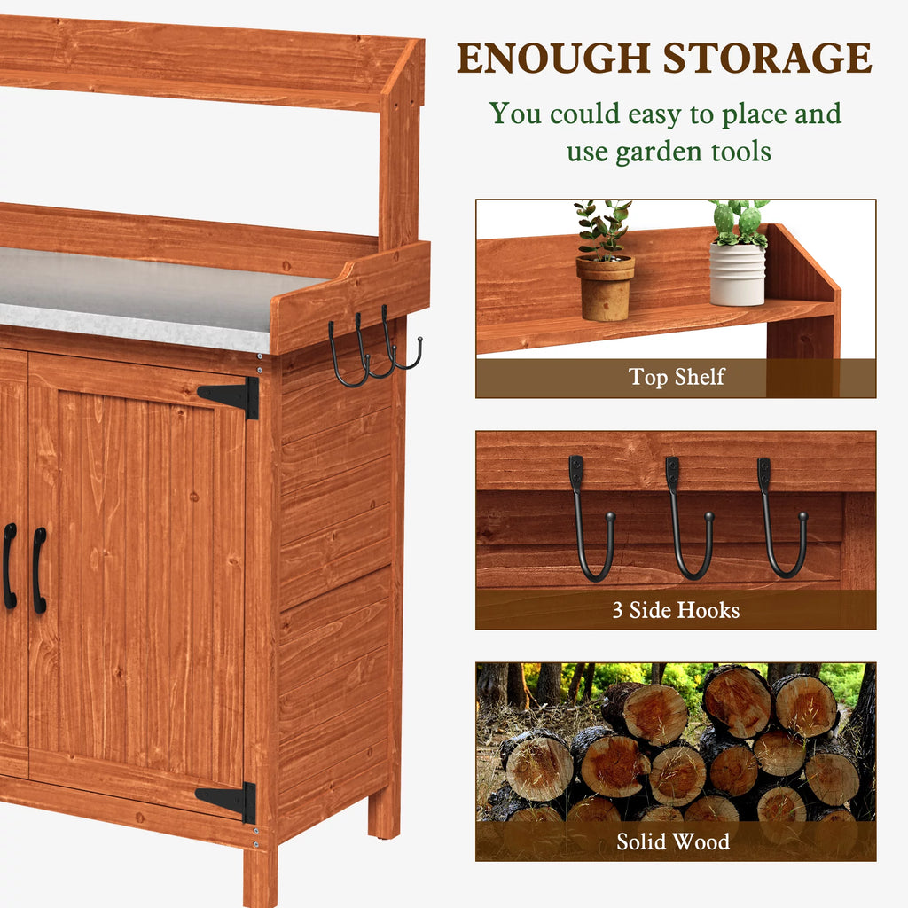 Galvanized Steel Potting Bench with Storage B3975