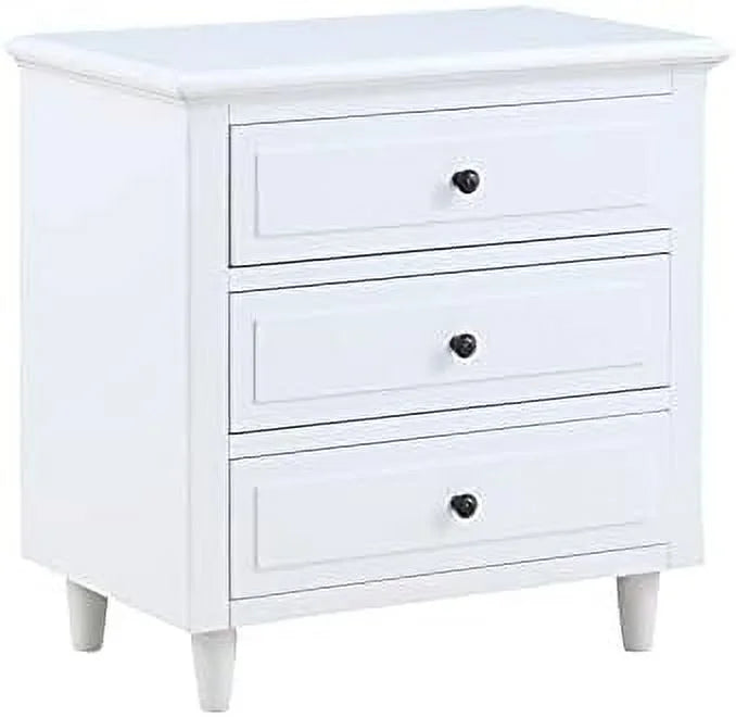 White 3-Drawer Wood Nightstand G657118
