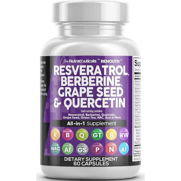 Resveratrol Berberine Grape Seed Extract Quercetin Green Tea Extract 60 Capsules J729470