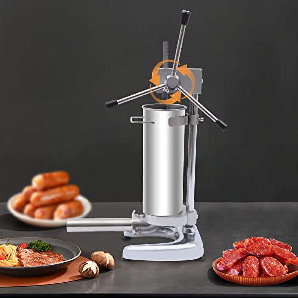 3L Stainless Steel Manual Sausage Stuffer Machine with 4 Filling Tubes R1764