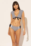Black Tie Front Cap Sleeve Swim Top K496253