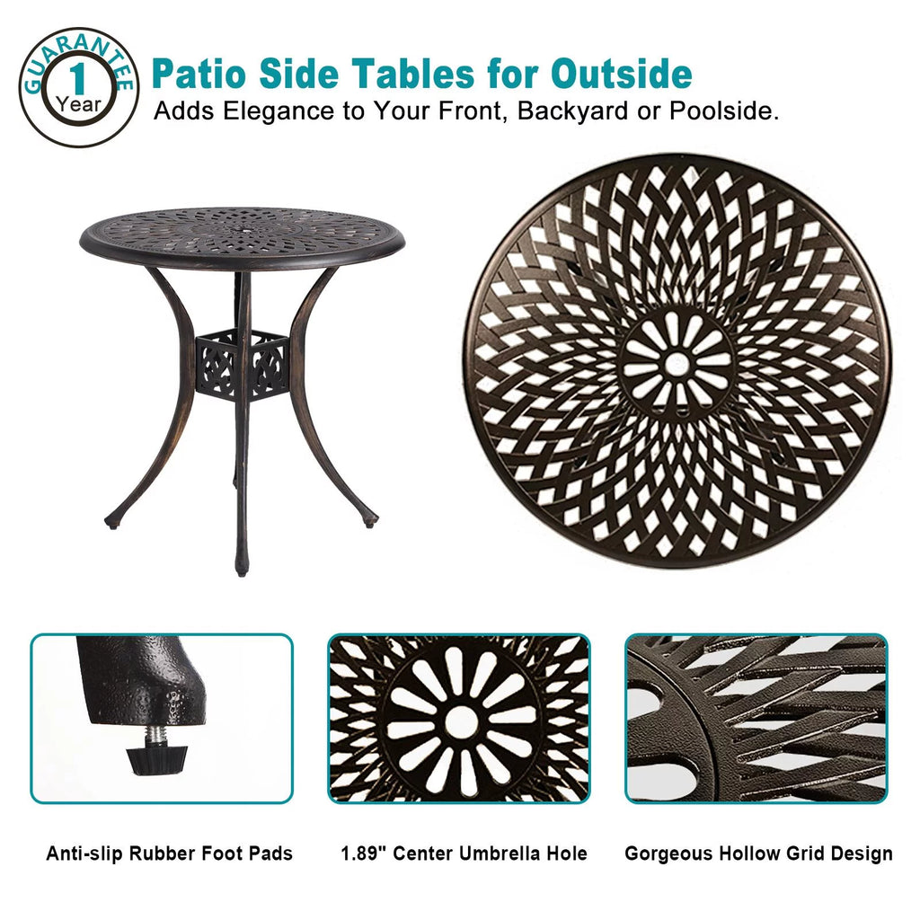 Cast Aluminum Round Dining Table with Umbrella Hole W841625