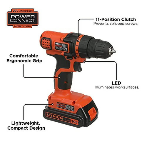 20V MAX Cordless Drill and Driver, 3/8 Inch, with LED Work Light H786723