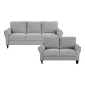 Textured Fabric 2-Piece Upholstered Sofa Set in Dark Gray Y429618