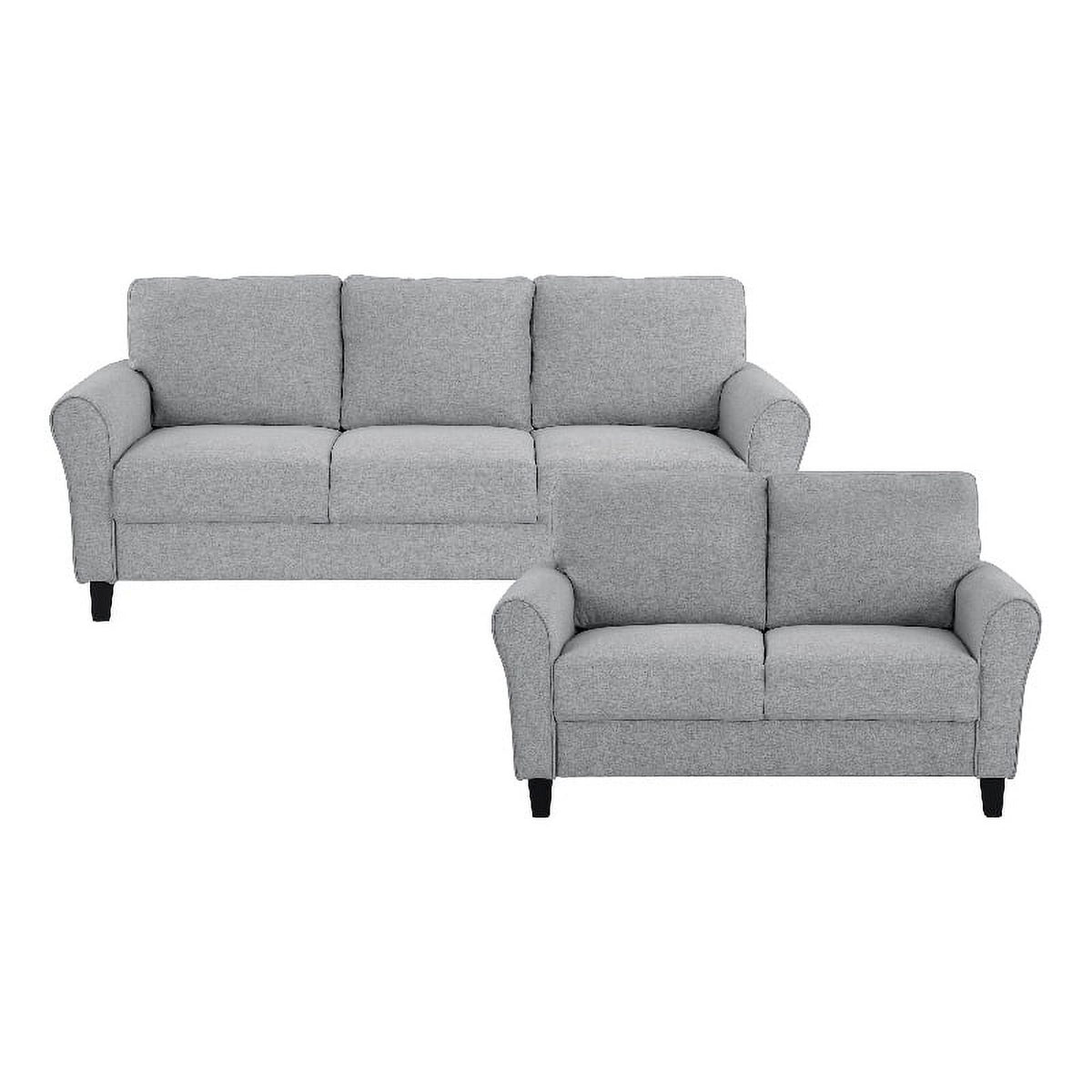 Textured Fabric 2-Piece Upholstered Sofa Set in Dark Gray Y429618