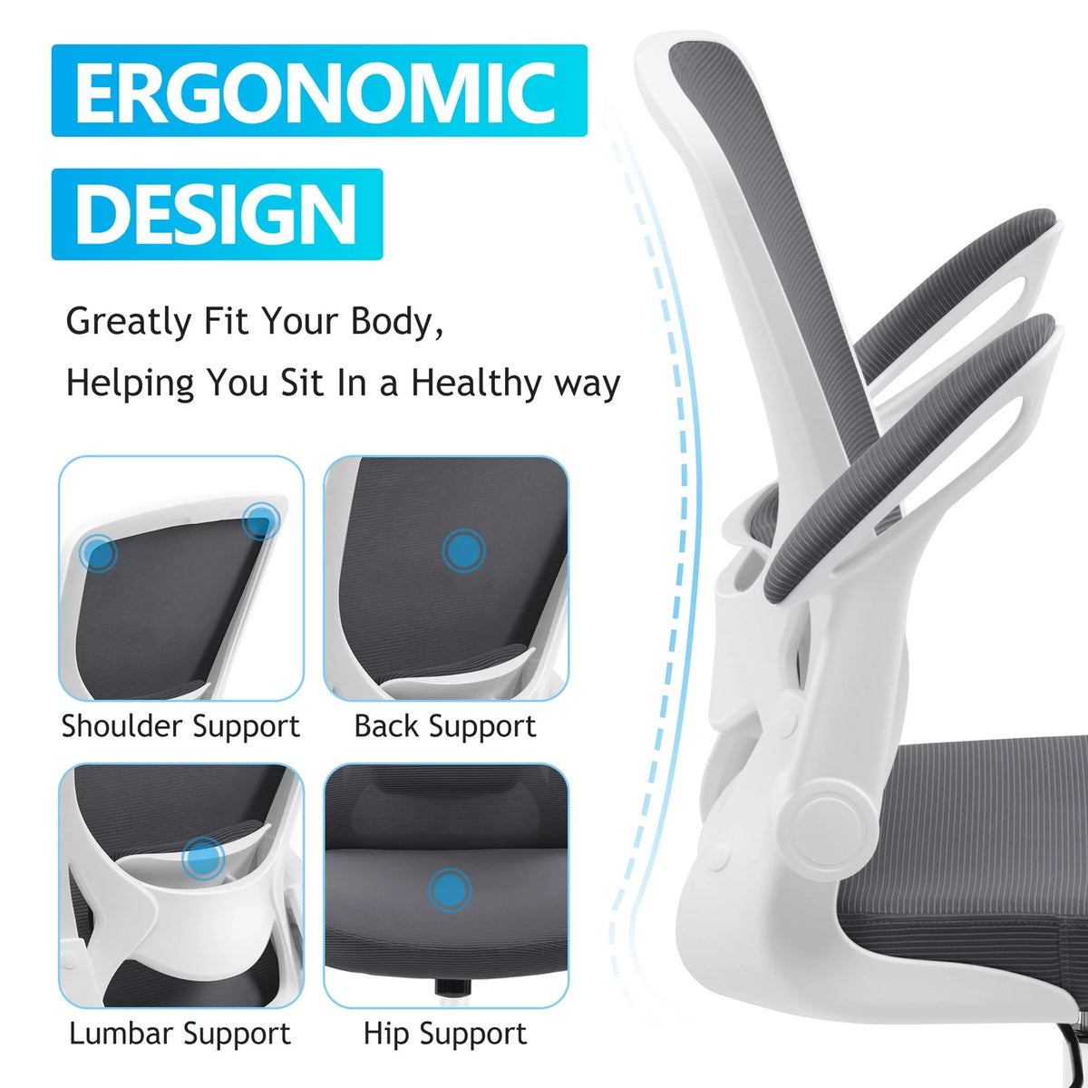 Black Ergonomic Mesh Office Chair with Lumbar Support X282