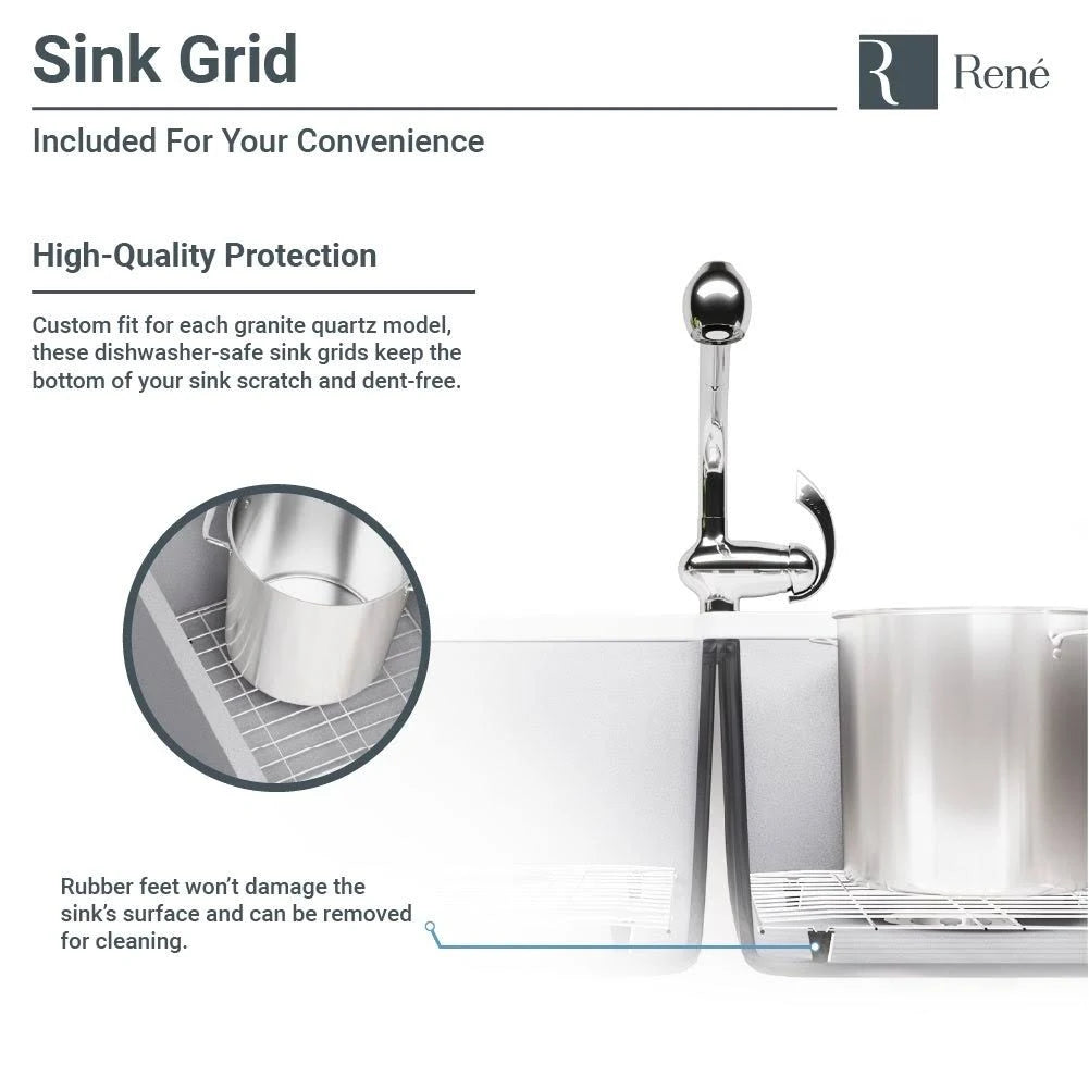 Pewter Topmount Composite Granite Kitchen Sink with Two Grids and Strainer and Flange F897