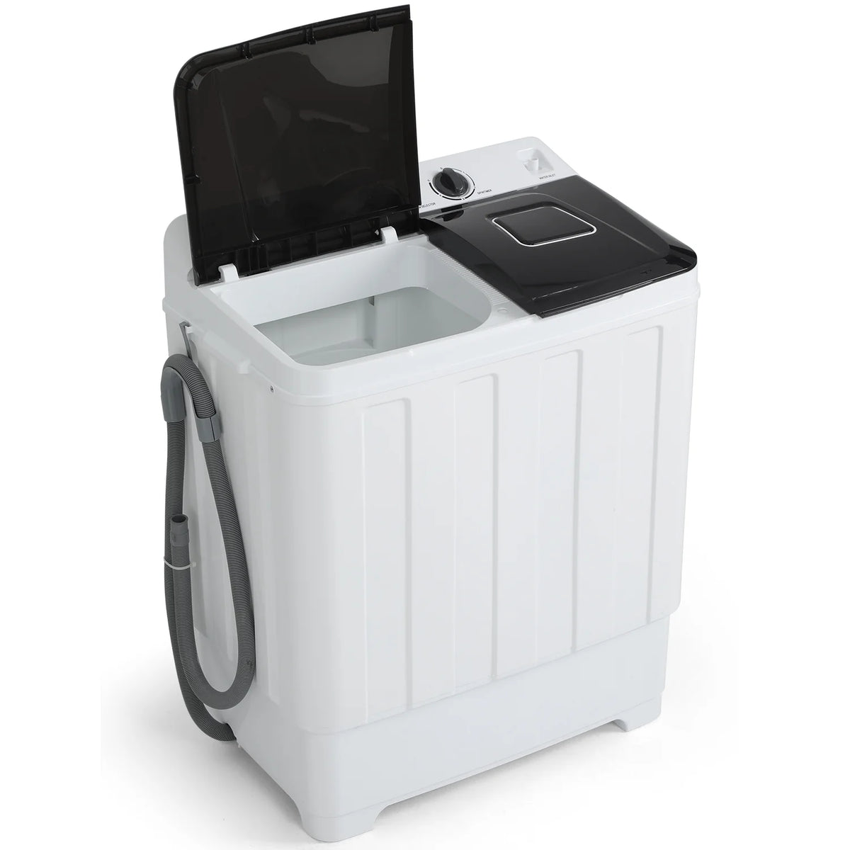 Portable 30LBS Twin Tub Mini Compact Laundry Washer Spinner Combo White Gray D674