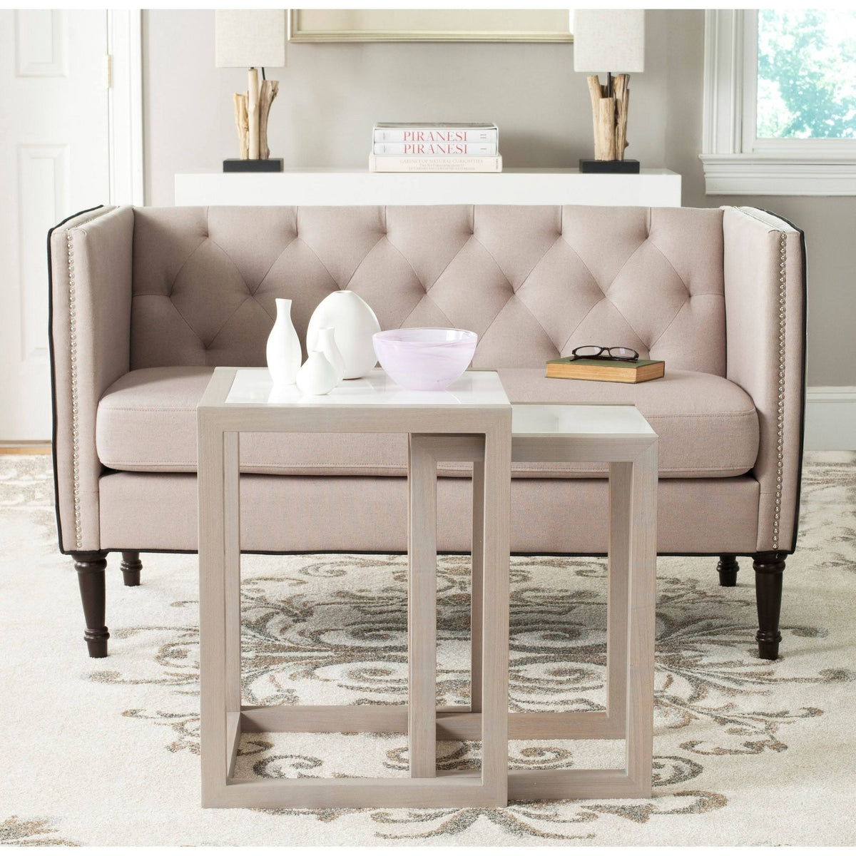 White Grey Lacquer Stacking Table K56187