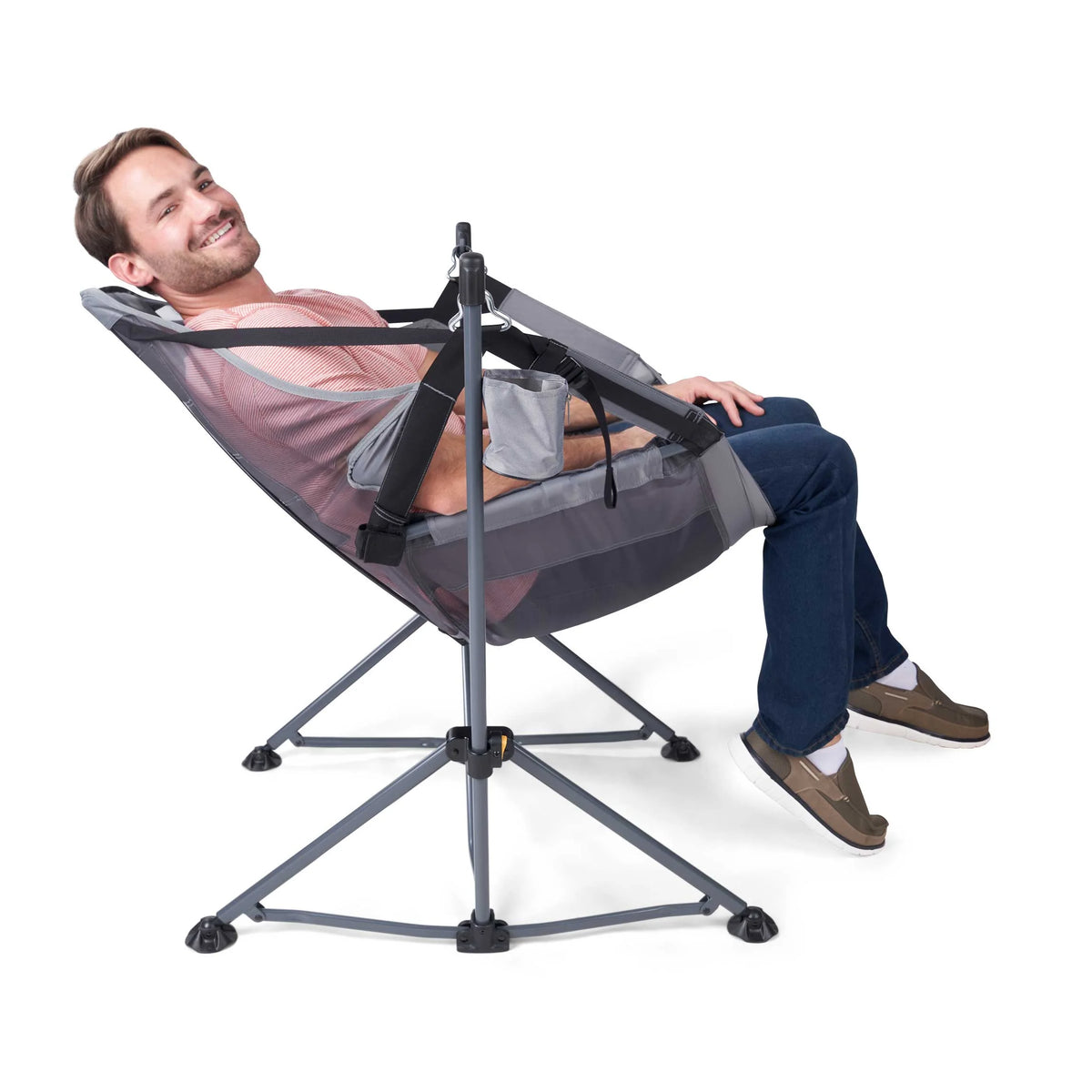 Reclining Mesh Hammock Chair, Gray, Polyester N189
