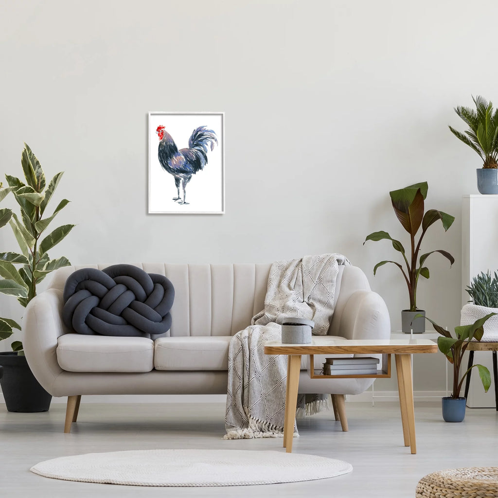 Rooster Portrait on White Framed Art Print Wall Art, 16 x 20 C842
