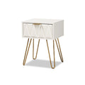 White Wood and Gold Metal 1-Drawer End Table G6758