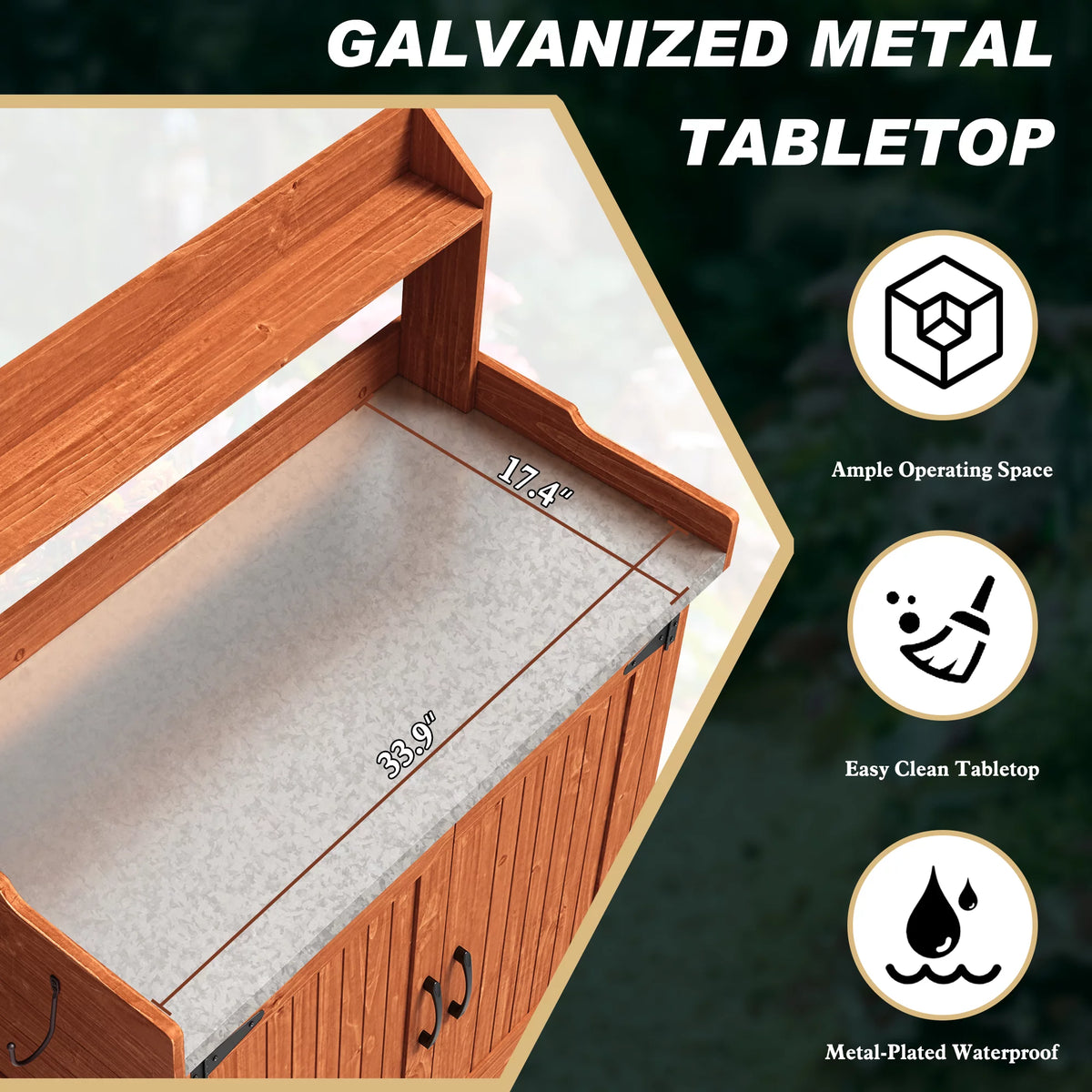 Galvanized Steel Potting Bench with Storage B3975