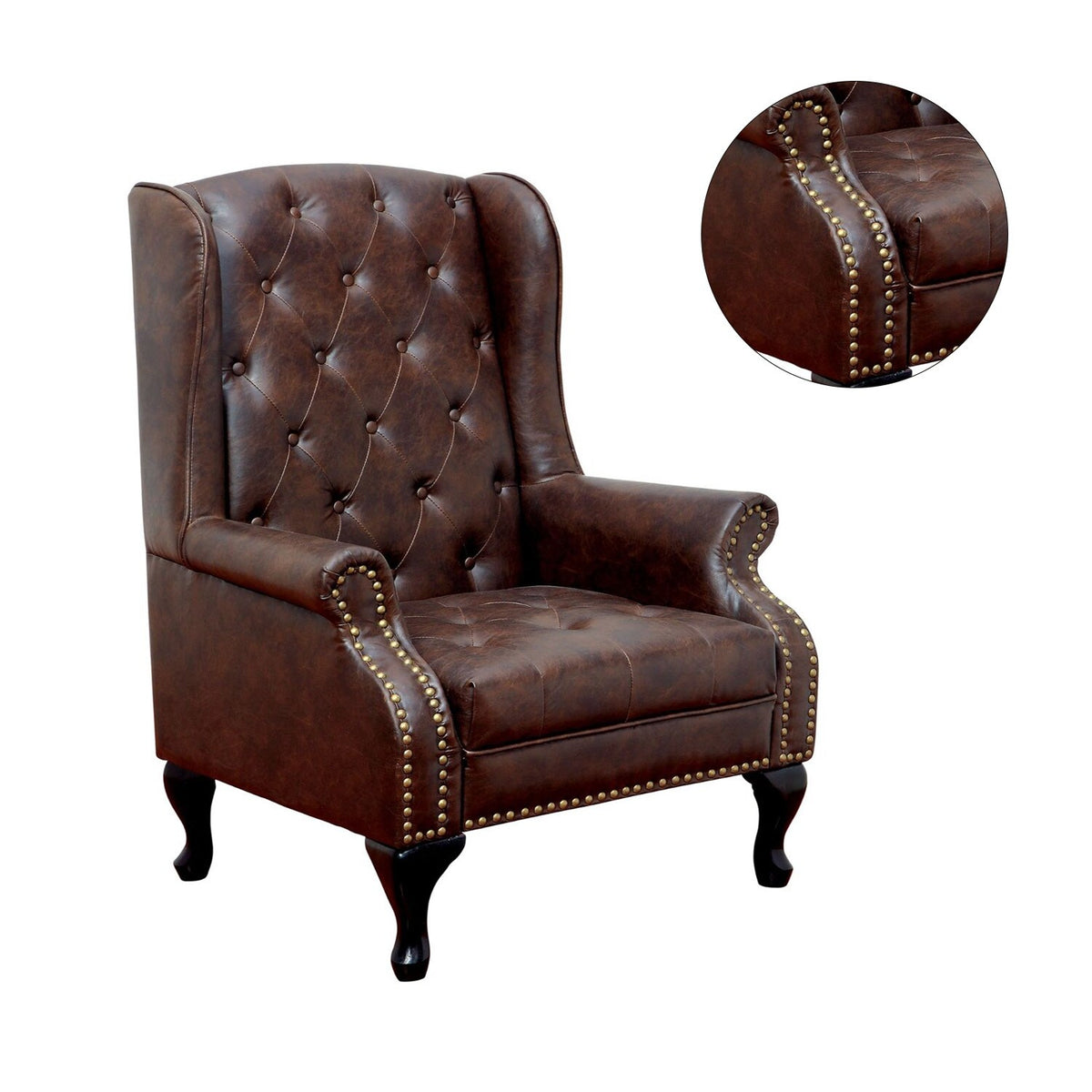 Rustic Brown Leatherette Accent Chair O38785