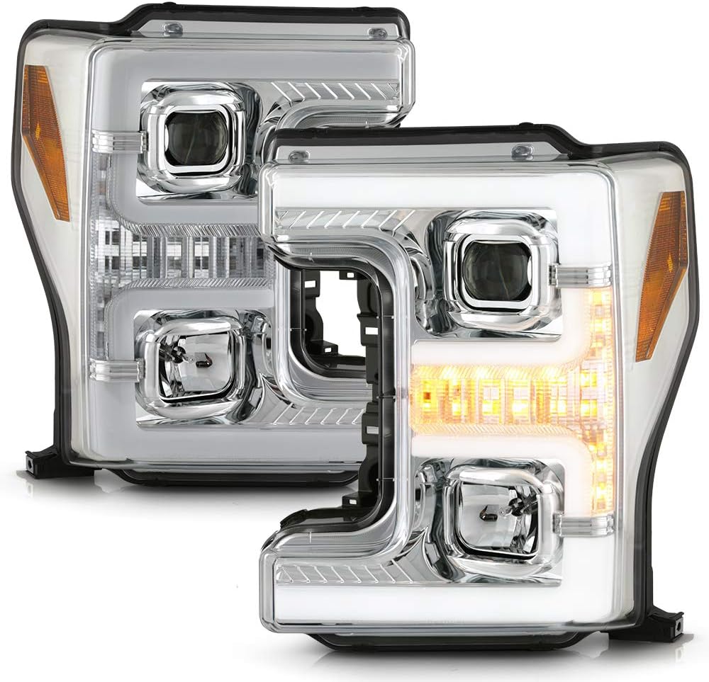Chrome LED DRL Projector Headlights Set C534