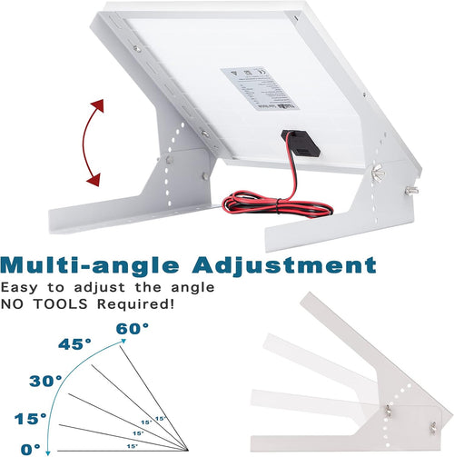 20 Watt 12V Solar Panel Kit with Adjustable Tilt Mount Brackets and 5A PWM Solar Charge Controller J72518