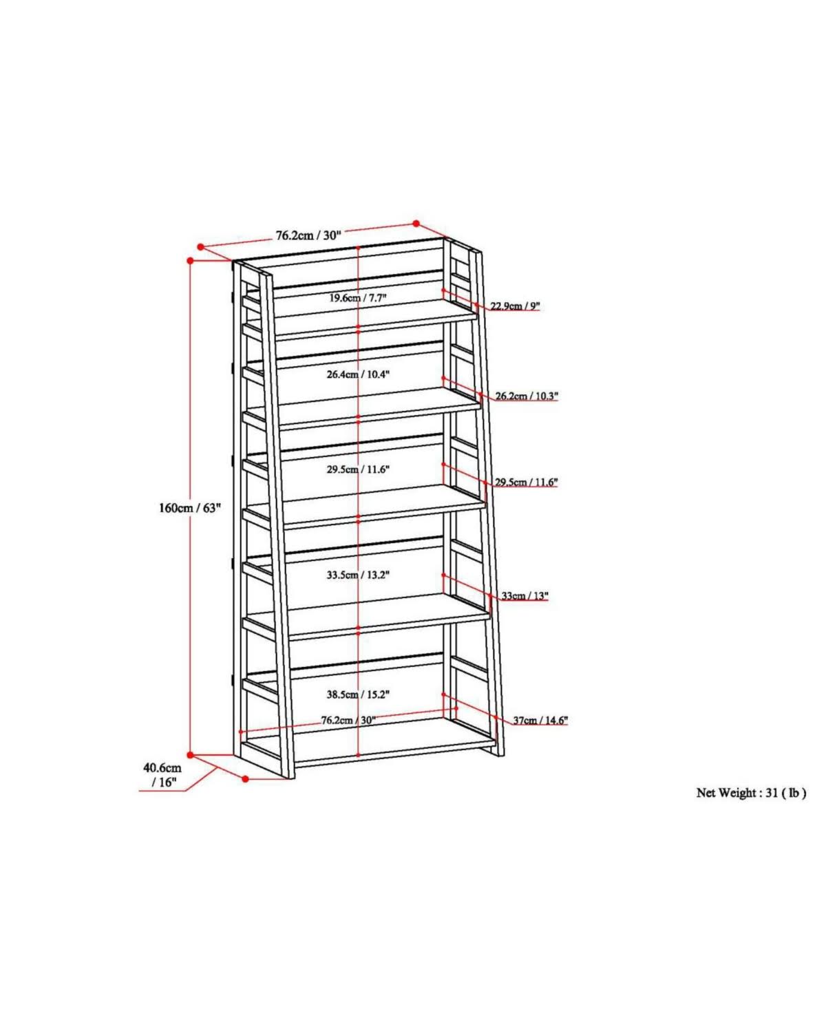Wood 4 Shelf Ladder Bookcase P220