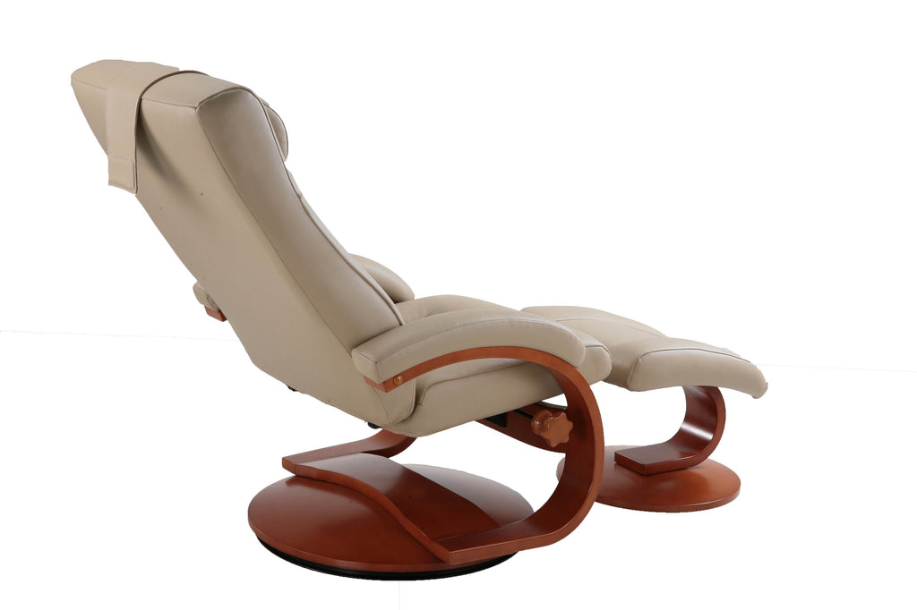 Recliner and Ottoman with Pillow in Cobblestone Top Grain Leather S343