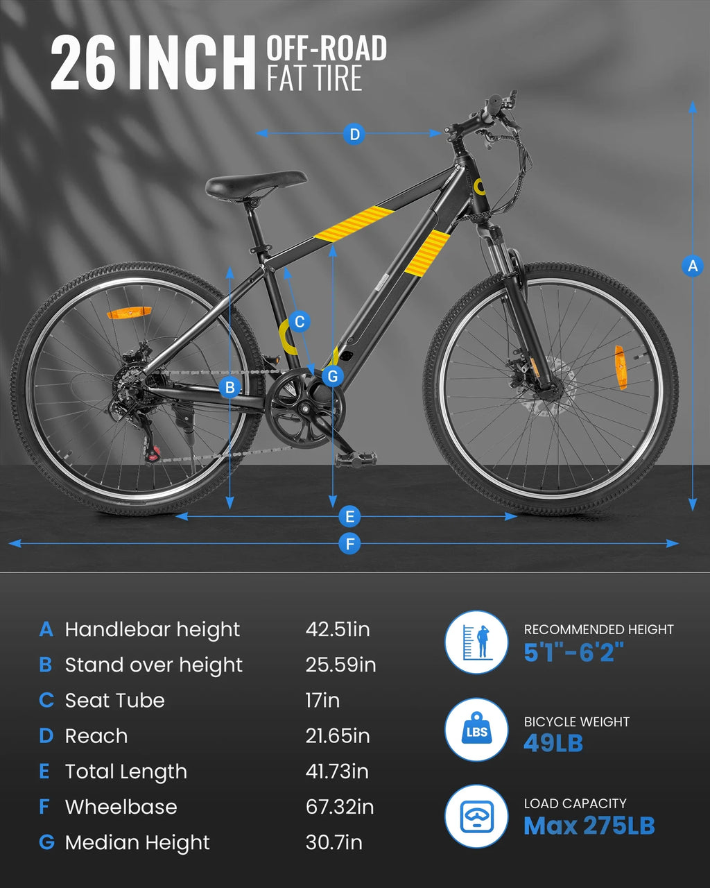 350W 26" Electric Mountain Bike with 36V Removable Battery I376