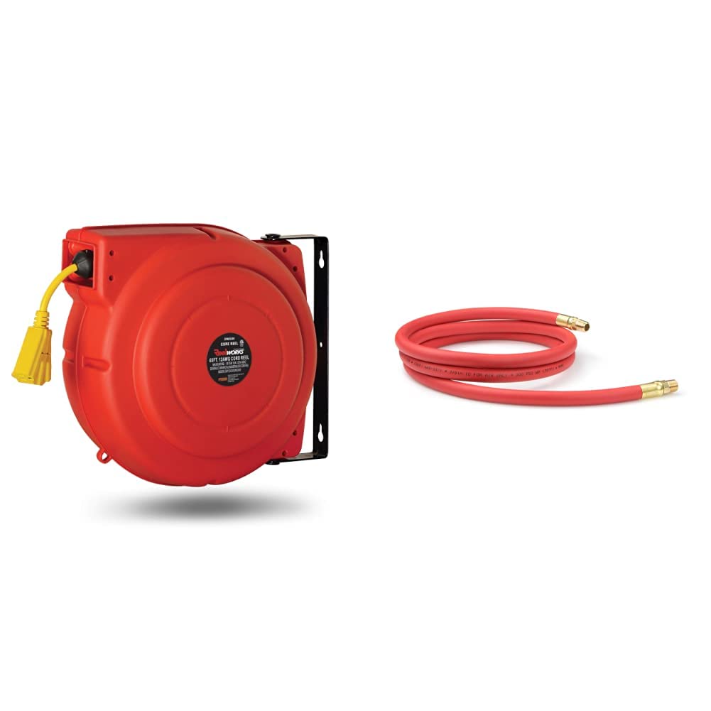 Retractable Extension Cord Reel 12AWG x 65' Heavy Duty Commercial Cable Triple Tap Connector Power 15A 125VAC 1875W E966198