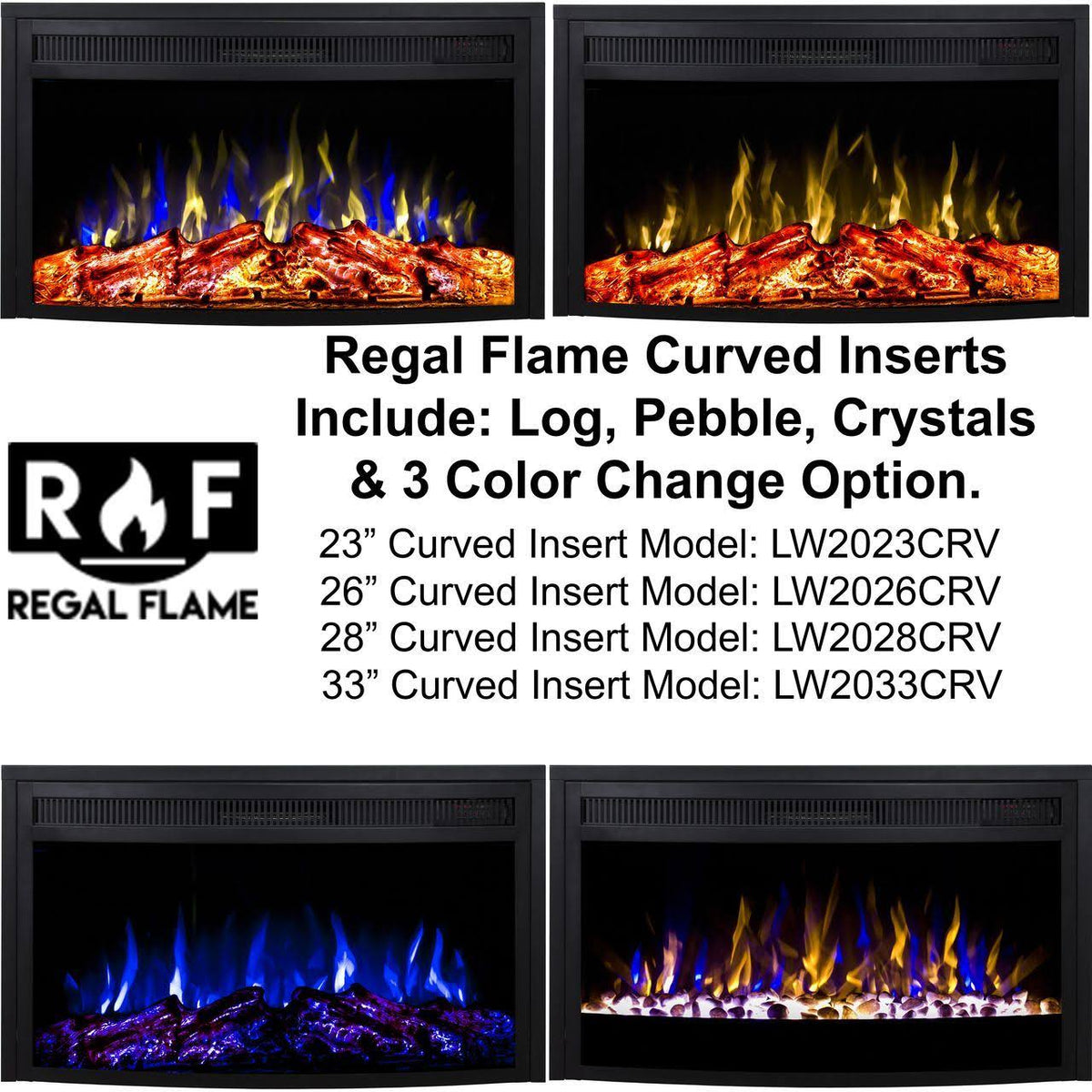 Curved Ventless Electric Fireplace Insert O13426