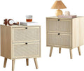 Set of 2 2 Drawer Natural Nightstand V206