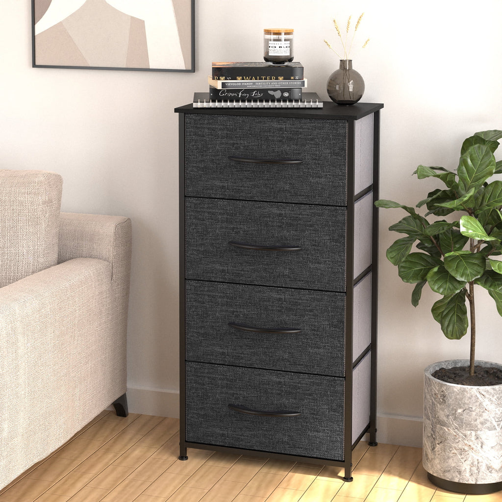 4 Drawers Dresser Storage Tower Black Grey W98945