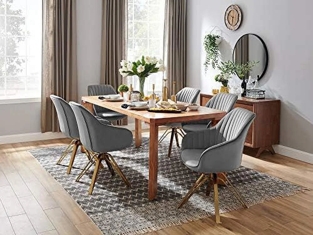 Upholstered Swivel Accent Chair with Gold Plated Legs S219036