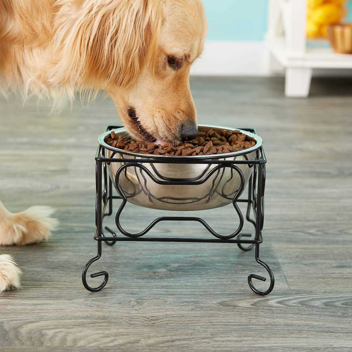 Wrought Iron Stand with Stainless Steel Feeder Bowl P2579