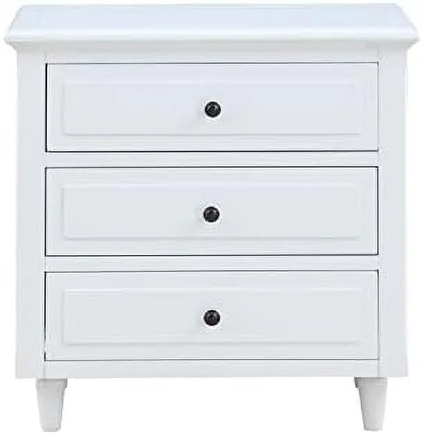 White 3-Drawer Wood Nightstand G657118