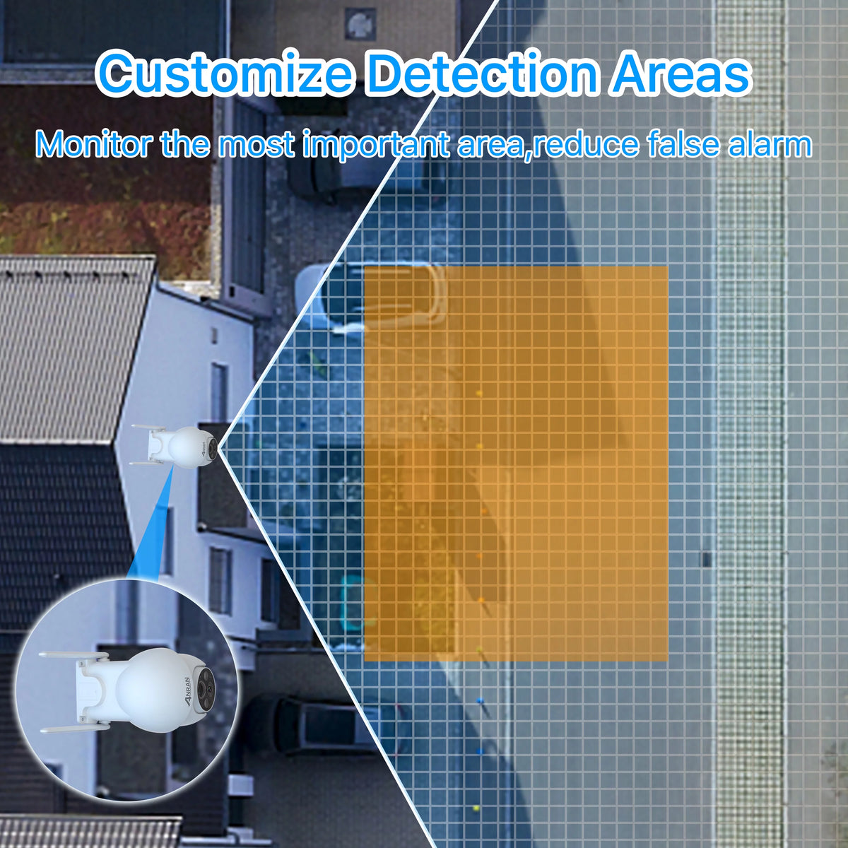 2K Solar Security Camera with Spotlight, 360° View Wireless Outdoor Camera, Waterproof PIR Detection, Rechargeable Battery Powered Home Surveillance Camera with Color Night Vision 2-Way Audio H246534