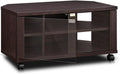 Espresso TV Stand with Double Glass Doors Q5898