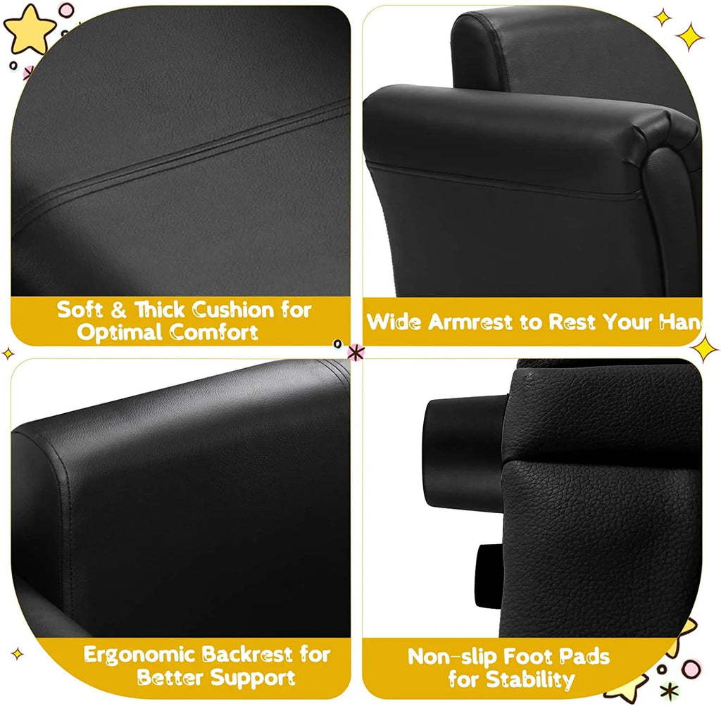 2 Seat Kids Sofa with Ottoman Black X207626
