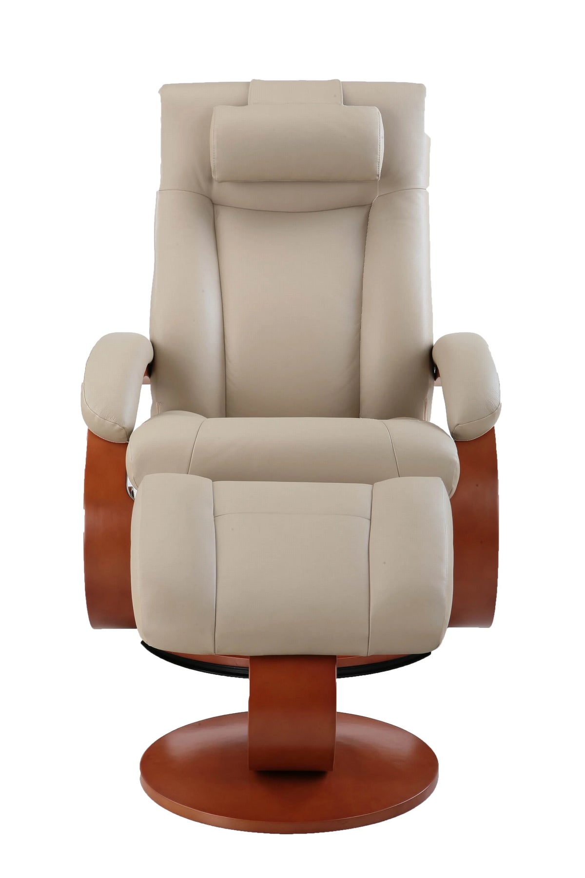 Recliner and Ottoman with Pillow in Cobblestone Top Grain Leather S343