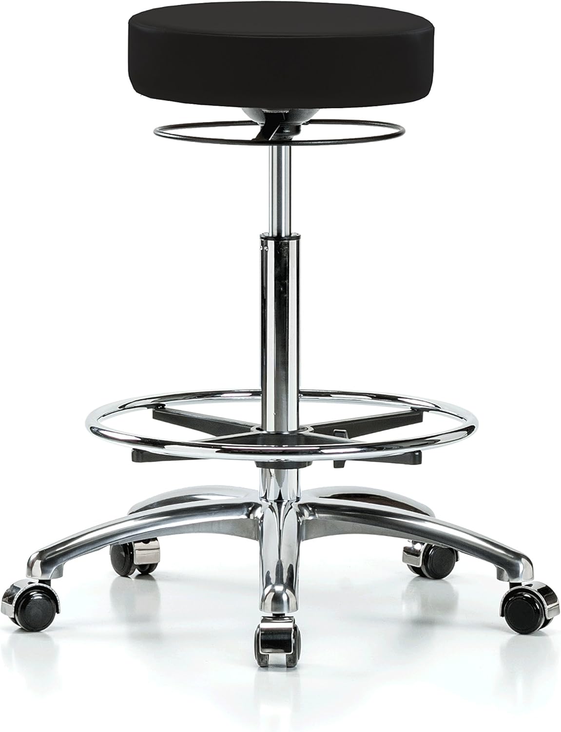 Chrome Height Adjustable Salon Stool with Footring F314