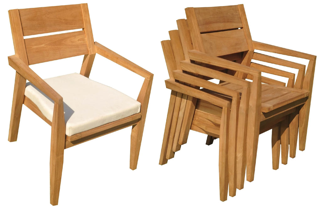 Grade-A Teak 7 Pc Dining Set with 6 Stacking Arm Chairs Y141