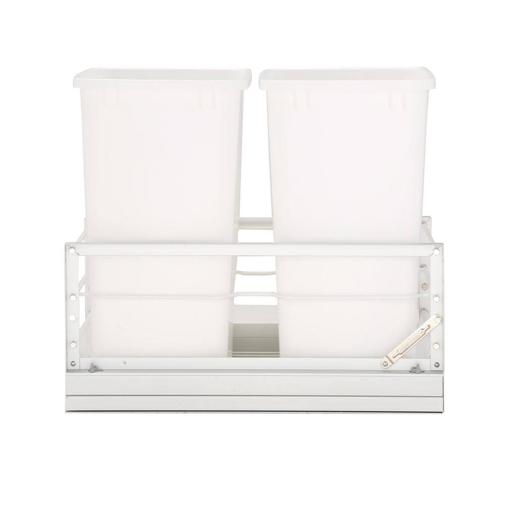 White Double 35-Quart Pull Out Waste Containers T74003