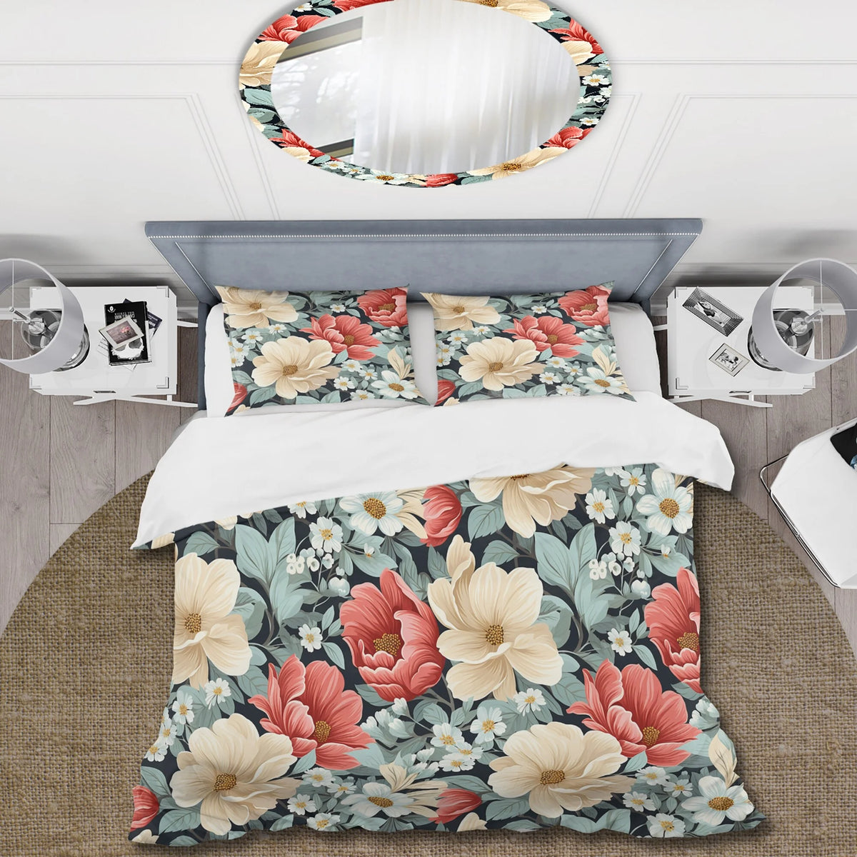 Floral Bedding Set With 2 Shams D4504