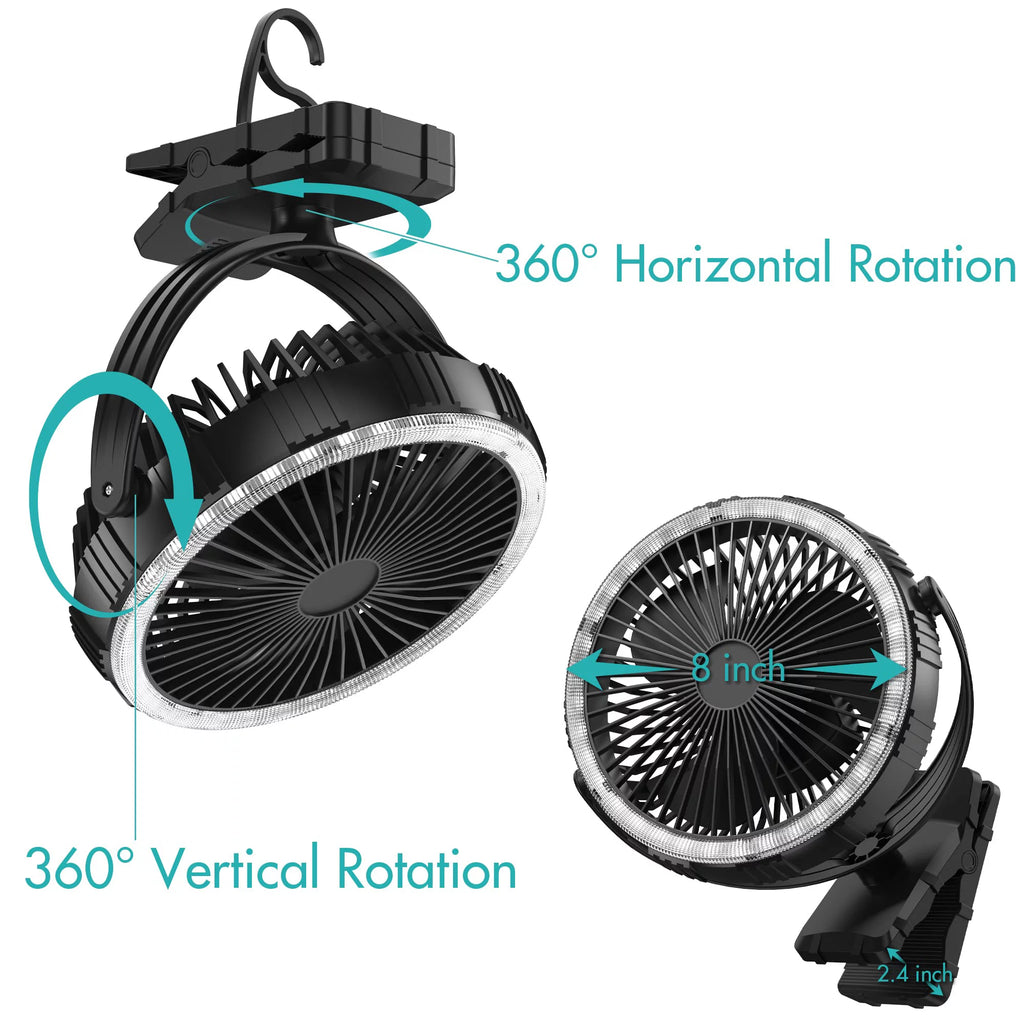 Rechargeable Clip-On Fan with LED Lights D5804