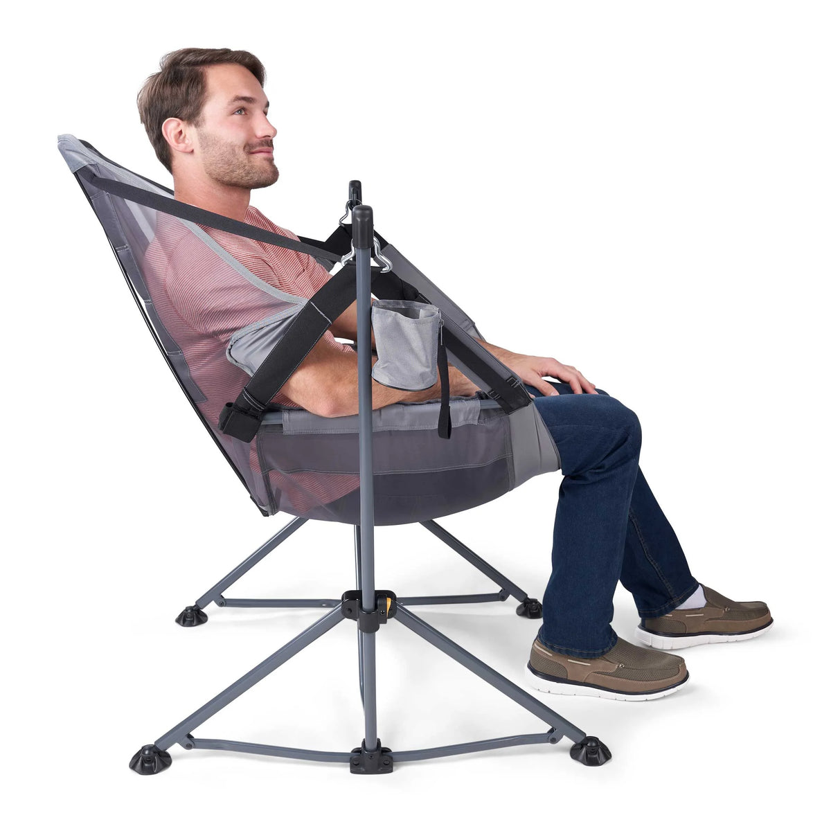 Reclining Mesh Hammock Chair, Gray, Polyester N189