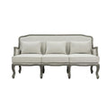Cream Linen Brown Sofa E8359