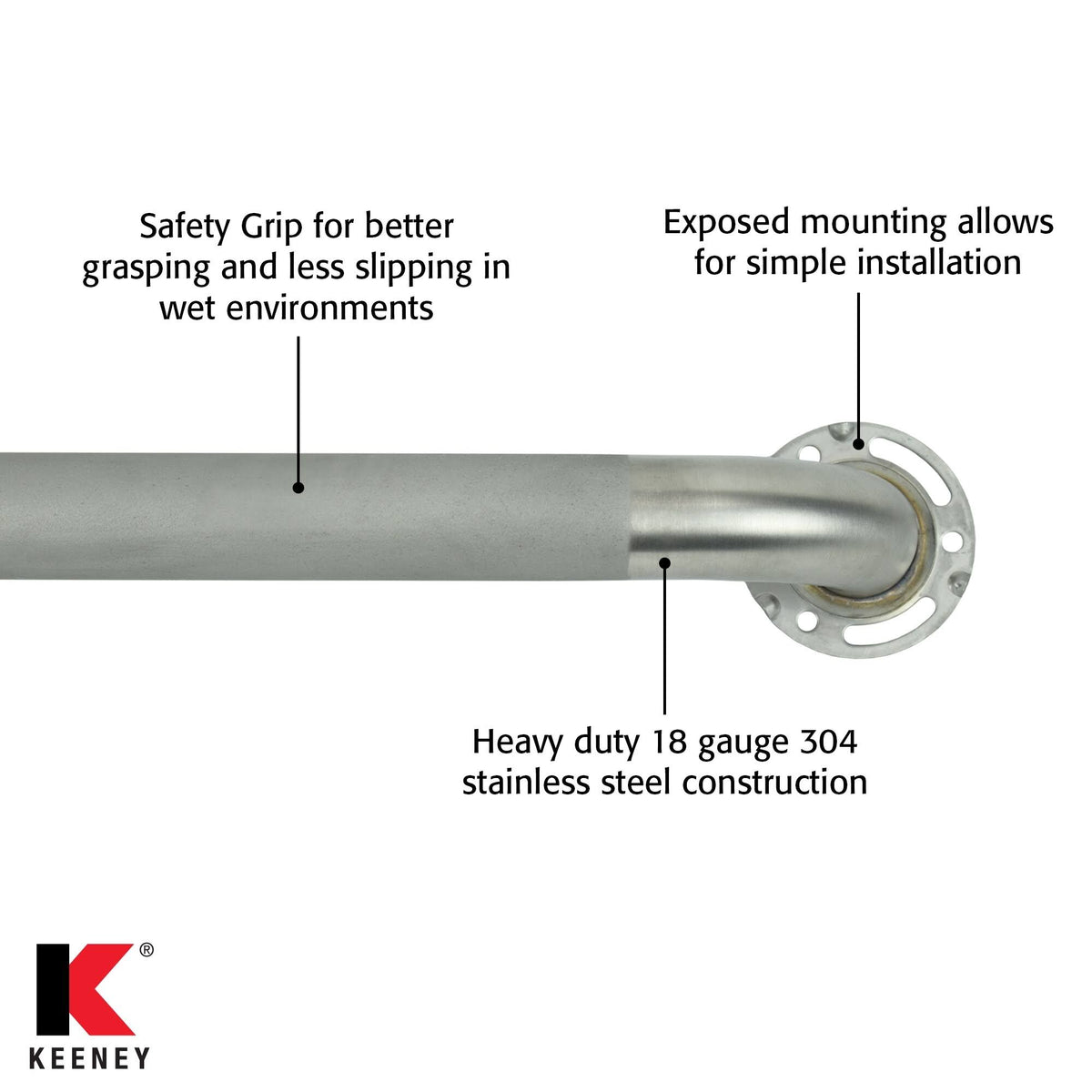 Stainless Steel Grab Bar with Safety Grip J451