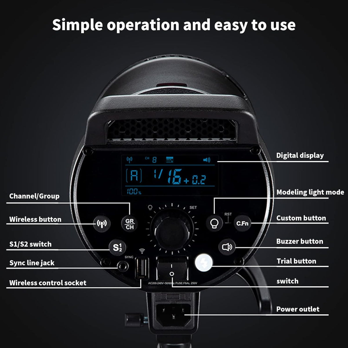 3Pack 1800Ws Bowens Mount Studio Flash Strobe Monolight Kit with Softbox, Umbrella, Barndoor M7433